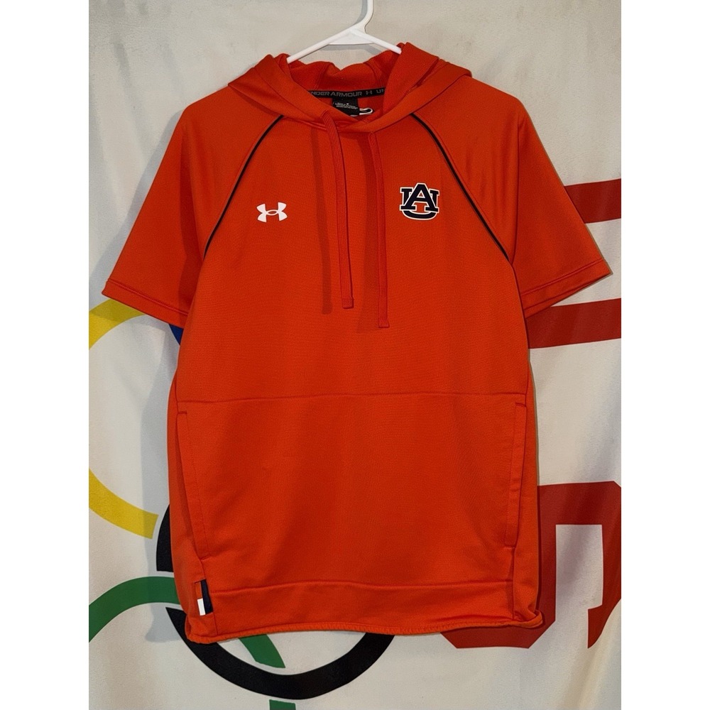 Under Armour Auburn Tigers Short Sleeve Hoodie Small Orange Football